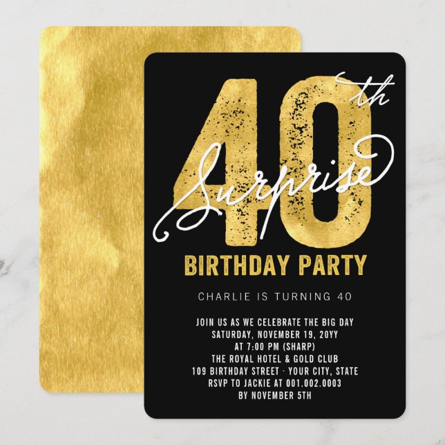Convite para aniversário de 40 anos da Festa surpr (Frente/Verso)