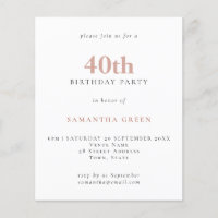 Convite para aniversário de 40 anos de Blush de Te