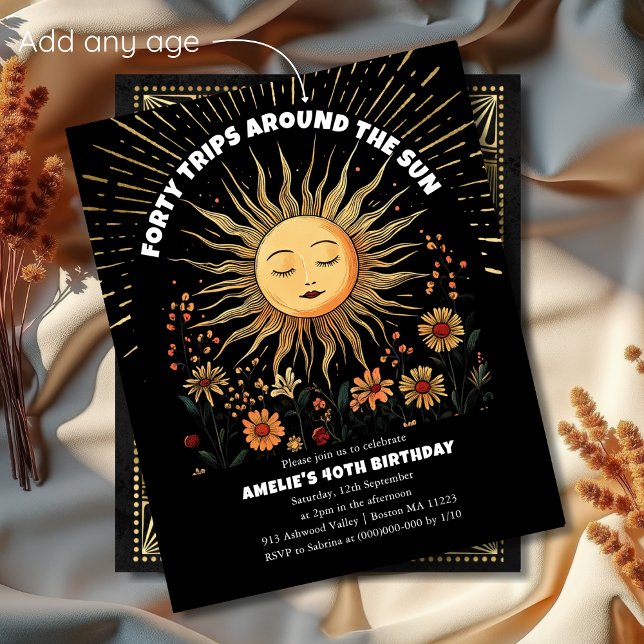 Convite para aniversário de 40 anos de Boho Místic (Criador carregado)