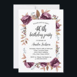 Convite para aniversário de 40 anos de Coloração d<br><div class="desc">Mais bonito,  Convidações de Aniversário para Aquarela Floral Moderna na na Loja Little Bayleigh!</div>