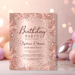 Convite para aniversário de 40 anos de Glitter Dou<br><div class="desc">Convites de festas rosa de ouro elegante e moderno,  metálicos e aniversário de 40 anos brilhante. Este design de placa girly adulta apresenta um roteiro de caligrafia manuscrito na moda,  cor-de-rosa-pincel ou rosa dourado,  fundo metálico escovado com fusível brilho. Fácil de personalizar,  perfeito para qualquer idade.</div>
