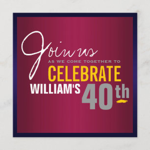 Convite para aniversário de 40 anos de homem