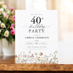 Convite para aniversário de 40 anos de Jardim de O<br><div class="desc">Celebre em estilo com um convite para aniversário de 40 anos de caligrafia floral de jardim, perfeito para um evento de marco. Com designs florais vibrantes e caligrafia elegante, este convite dá um tom caprichoso mas sofisticado para a sua celebração. O tema do jardim exuberante combina beleza natural com uma...</div>