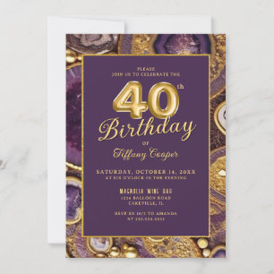 Convite para aniversário de 40 anos de mármore Dou