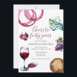 Convite para aniversário de 40 anos de Provando de<br><div class="desc">Celebre seu quadragésimo aniversário em estilo com este elegante convite para aniversário de 40 anos de vinho, perfeito para qualquer entusiasta de vinho planejando um provando de vinho chic, festa de janto ou encontro inspirado no festival de vinho. Apresentando ilustrações sofisticadas de aquarelas de um copo de vinho, uvas, fig,...</div>