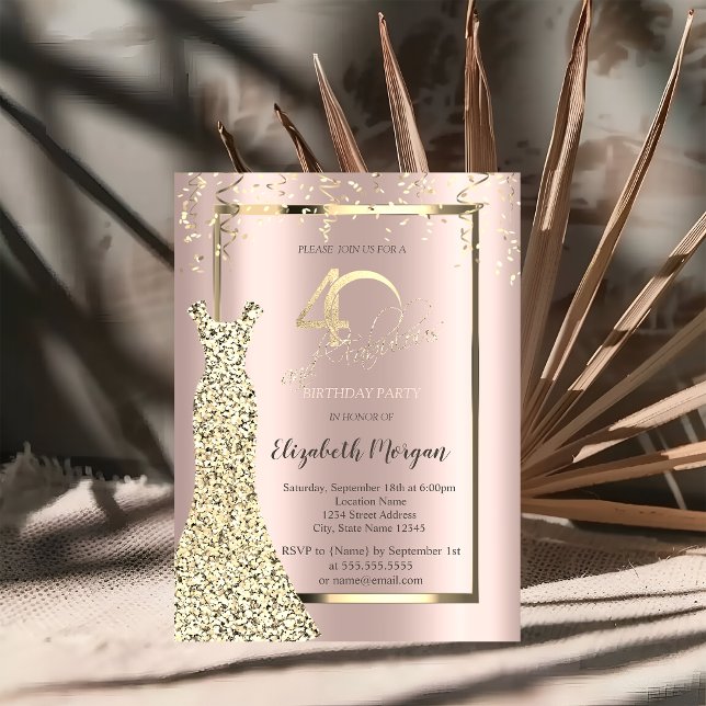 Convite para aniversário de 40 anos de Rosa de ves (Criador carregado)