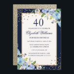 Convite para aniversário de 40 anos de Sparkle flo<br><div class="desc">Convites de aniversário florais mais bonito na Loja Little Bayleigh!</div>