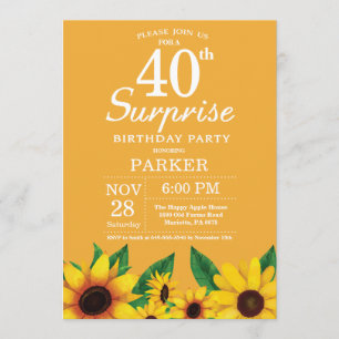 Convite para aniversário de 40 anos de Surpresa d