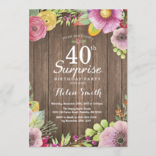 Convite para aniversário de 40 anos de Surpresa Fl