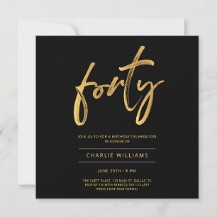 Convite para aniversário de 40 anos Dourado Elegan