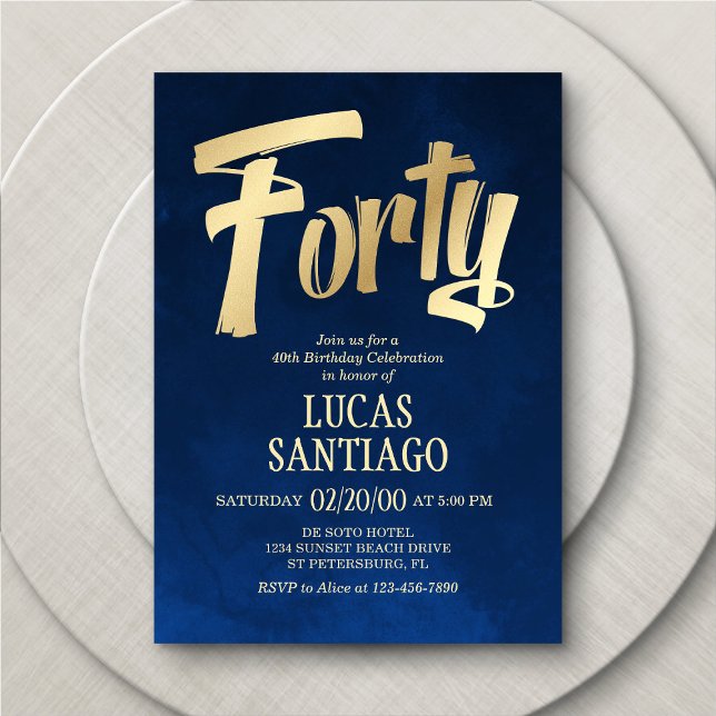 Convite para aniversário de 40 anos Dourado Marinh (Criador carregado)