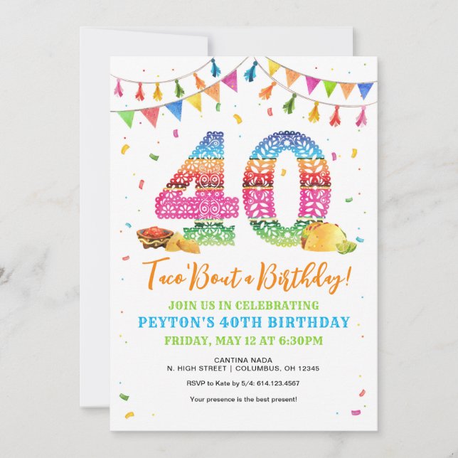 Convite para aniversário de 40 anos Fiesta (Frente)