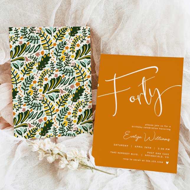 Convite para aniversário de 40 anos laranja (Criador carregado)