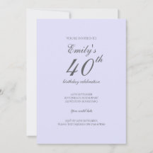 Convite para aniversário de 40 anos minimalista de