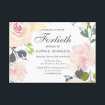 Convite para aniversário de 40 anos oral Elegante<br><div class="desc">Convite de festas de aniversário de 40 anos botulínico Elegante Belíssima coleção de flores cor-de-rosa Correspondente em Niche e Nest store Design,  cortesia de www.createthecut.com</div>