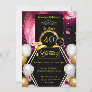 Convite para aniversário de 40 anos personalização