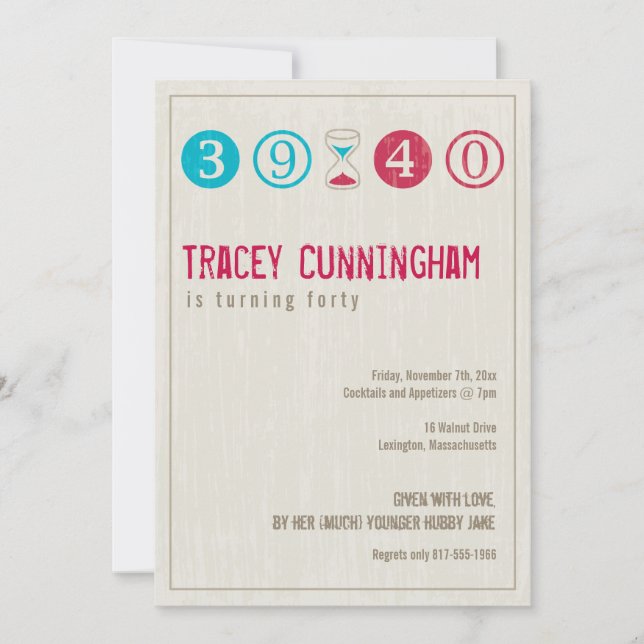 Convite para aniversário de 40 anos - Personalizar (Frente)