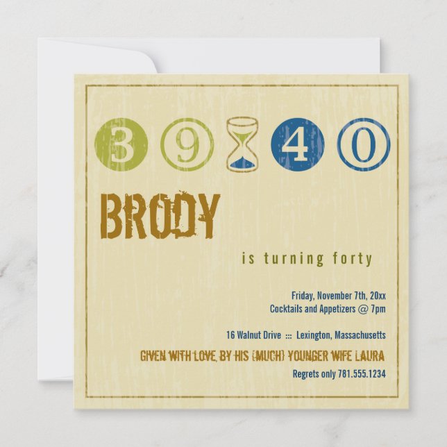 Convite para aniversário de 40 anos - Personalizar (Frente)