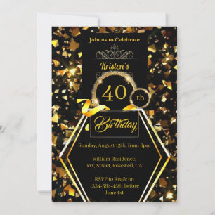 Convite para aniversário de 40 anos personalizável