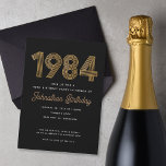 Convite para aniversário de 40 anos preto e Dourad<br><div class="desc">Comemore com esses convites de aniversário de 40 anos de 1984 inspirados.</div>