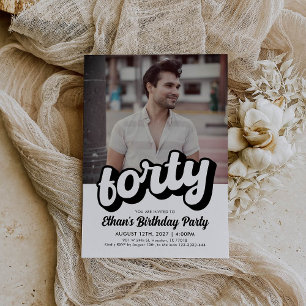 Convite para aniversário de 40 anos retrô   Quaren