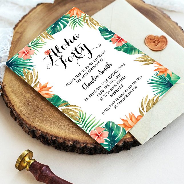 Convite para aniversário de 40 anos Tropical Laran (Criador carregado)