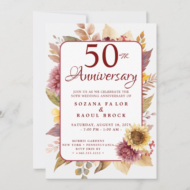 Convite para aniversário de 50 anos (Frente)