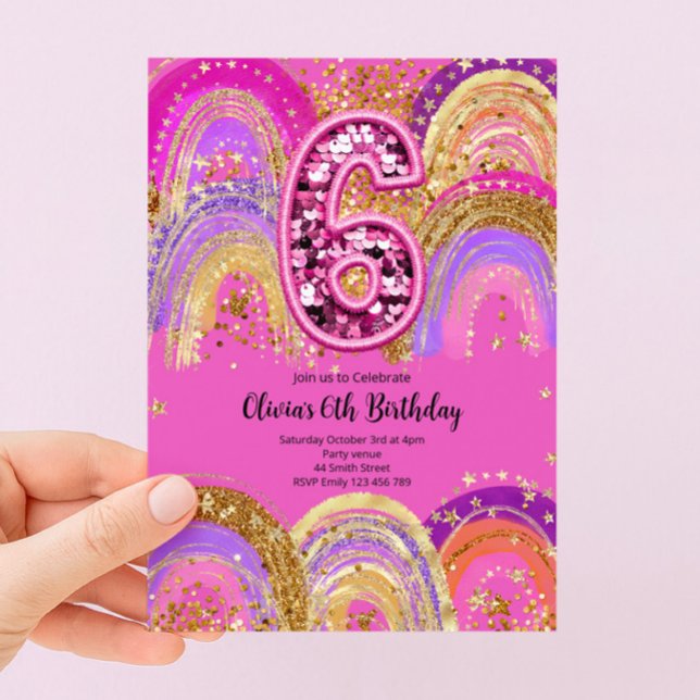 Convite para Aniversário de 6 Anos para Meninas (Criador carregado)