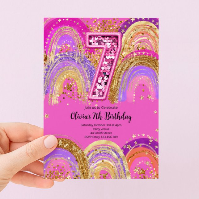 Convite para Aniversário de 7 Anos de Meninas (Criador carregado)