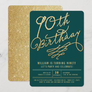 Convite para Aniversário de 90 anos Adulto Glam Gl