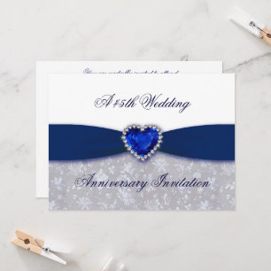 Convite para aniversário de casamento Damask 45th