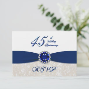 Convite para aniversário de casamento Damask 45th