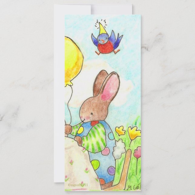 convite para aniversário de coelho e balão (Frente)