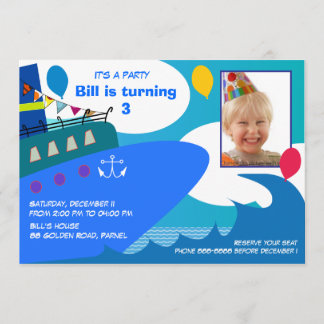 Convite para Aniversário de criança 027: Navio de