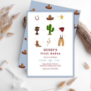 Convite para Aniversário de criança Blue First Rod