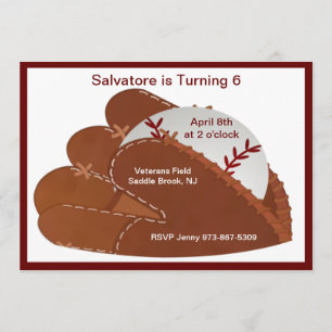 Convite para Aniversário de criança de basebol Mit