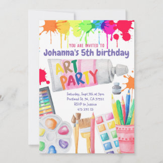 Convite para Aniversário de criança de Pinturas de