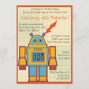 Convite para aniversário de criança de Robô Ret