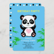 Convite para Aniversário de criança de Urso Panda