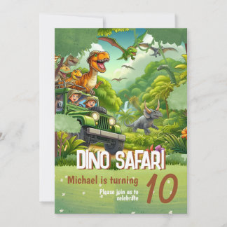 Convite para aniversário de criança: Dino Safari,