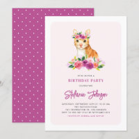 Convite para Aniversário de criança Floral de Cat
