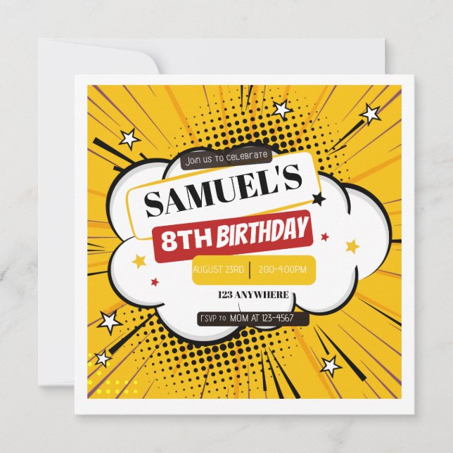 Convite para Aniversário de criança Herói (Frente)