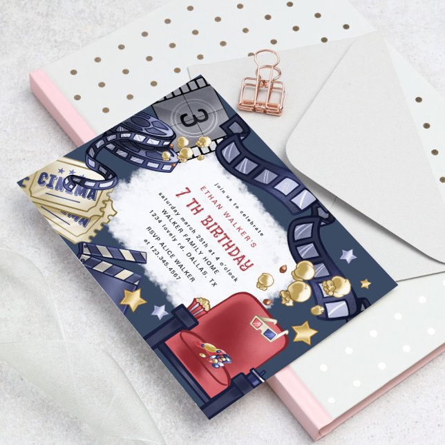 Convite para Aniversário de criança Noite de Filme (Criador carregado)