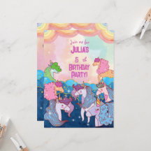 Convite para Aniversário de criança Pastel Unicorn