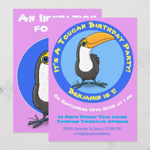 Convite para aniversário de desenho animado de um