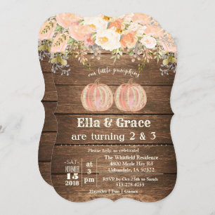 Convite para Aniversário de Dois Gêmeos no outono