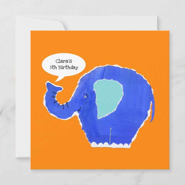 Convite para Aniversário de Elefante Personalizado (Frente)