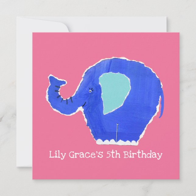 Convite para Aniversário de Elefante Personalizado (Frente)