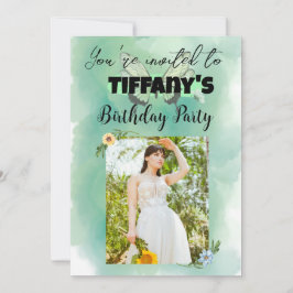 Convite para aniversário de flores e borboletas