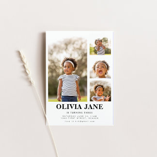 Convite para Aniversário de Foto Moderna Simples